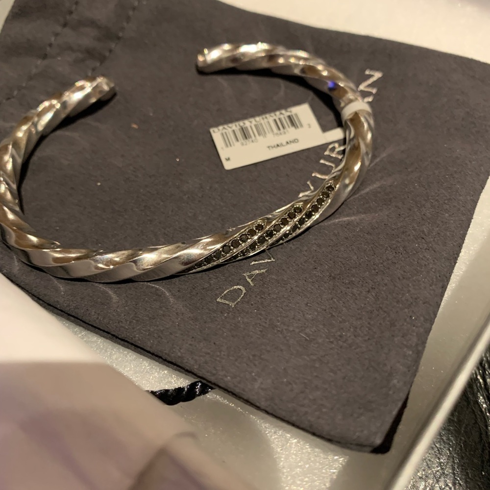 David Yurman cable edge cuff bracelet black diamonds